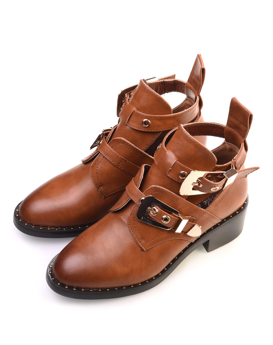 Bottines ajourées camel