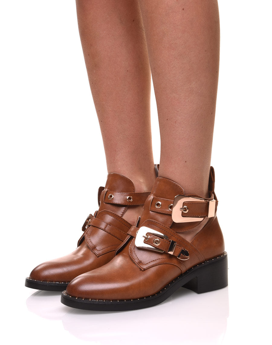 Bottines ajourées camel