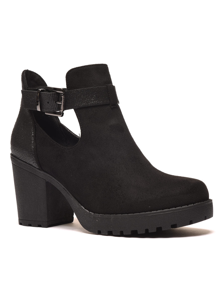Bottines ajourées noires avec sangle à boucle