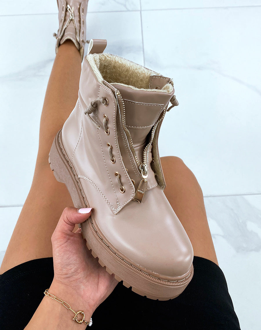 Bottines basses beiges molletonnées