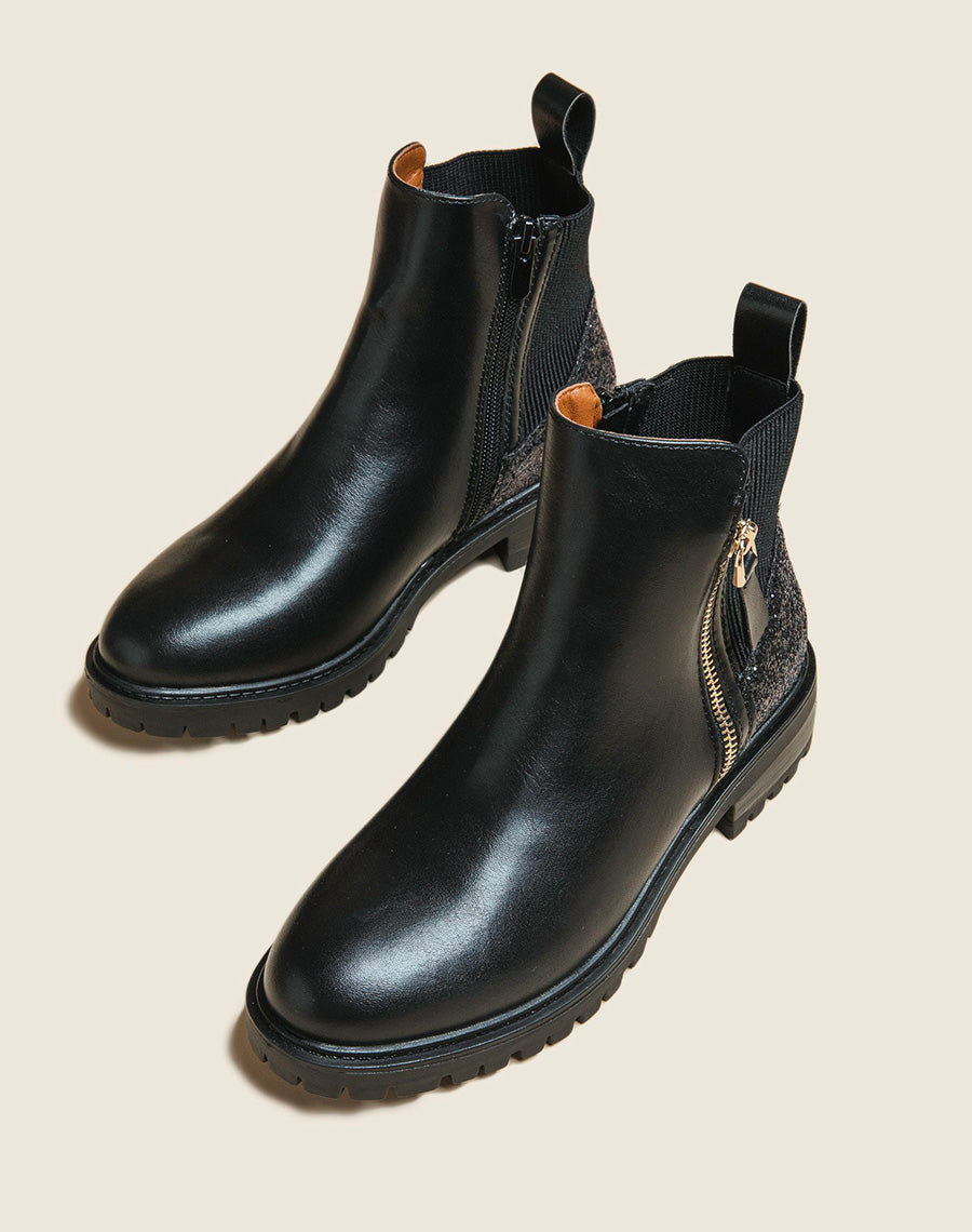 Bottines basses noires à détails pailletés