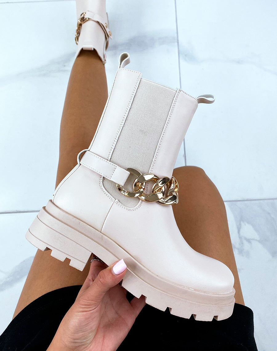 Bottines beiges avec élastique