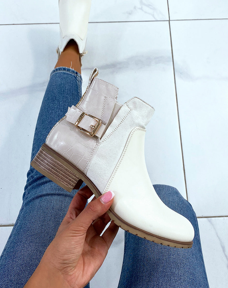 Bottines beiges basses à triple matières