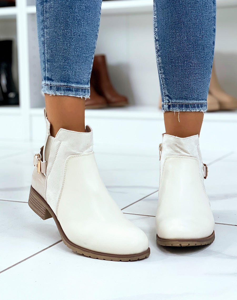Bottines beiges basses à triple matières