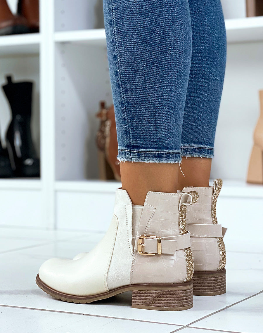 Bottines beiges basses à triple matières