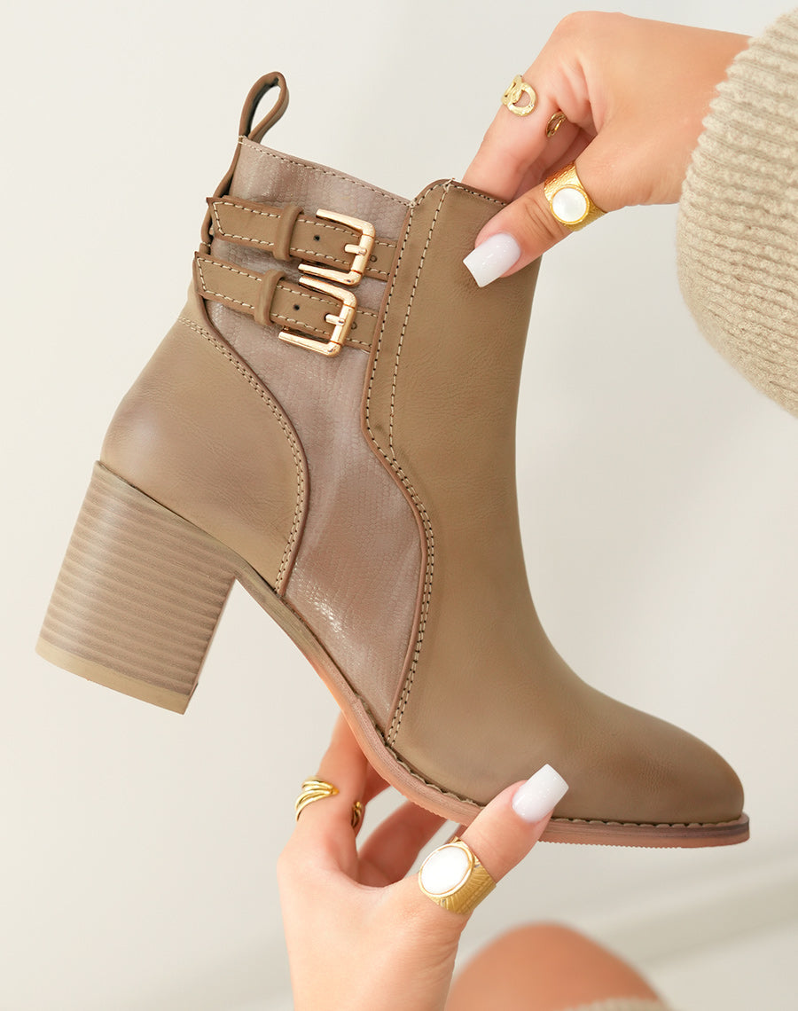 Bottines Beiges Bi-Matière : L'Équilibre Parfait entre Style et Confort
