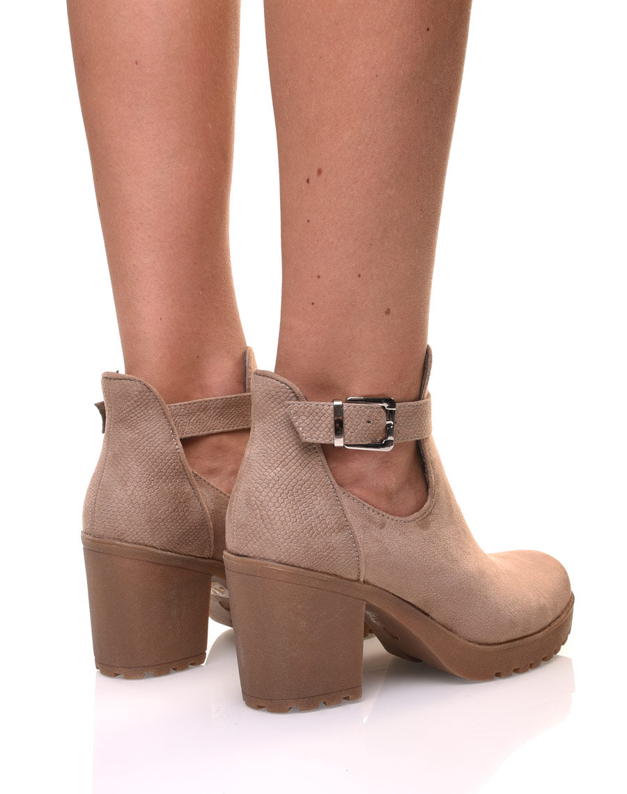 Bottines beiges bi matières