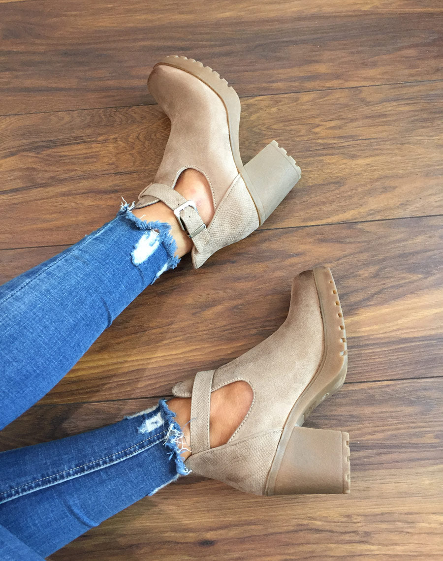 Bottines beiges bi matières