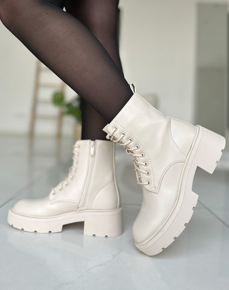 Bottines beiges à grosse plateforme