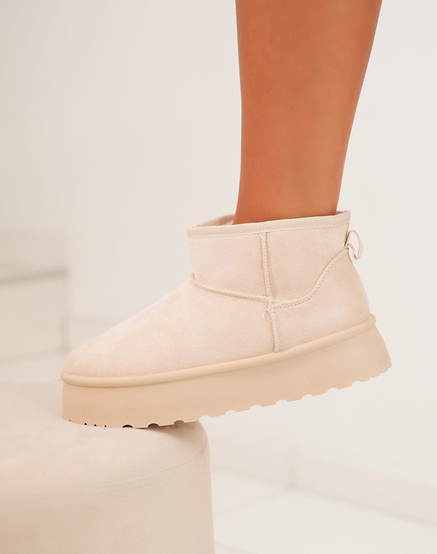 BOTTINES BEIGES ? PLATEFORME FOURR?ES