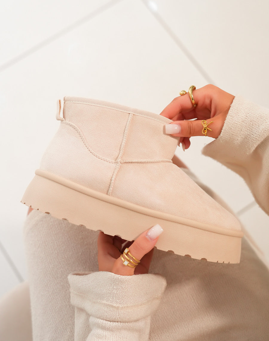 BOTTINES BEIGES ? PLATEFORME FOURR?ES