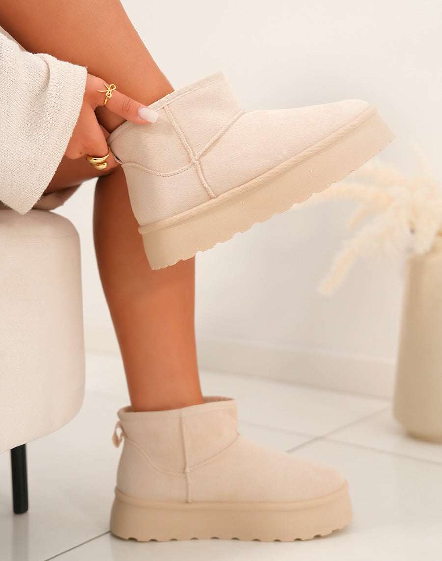 BOTTINES BEIGES ? PLATEFORME FOURR?ES