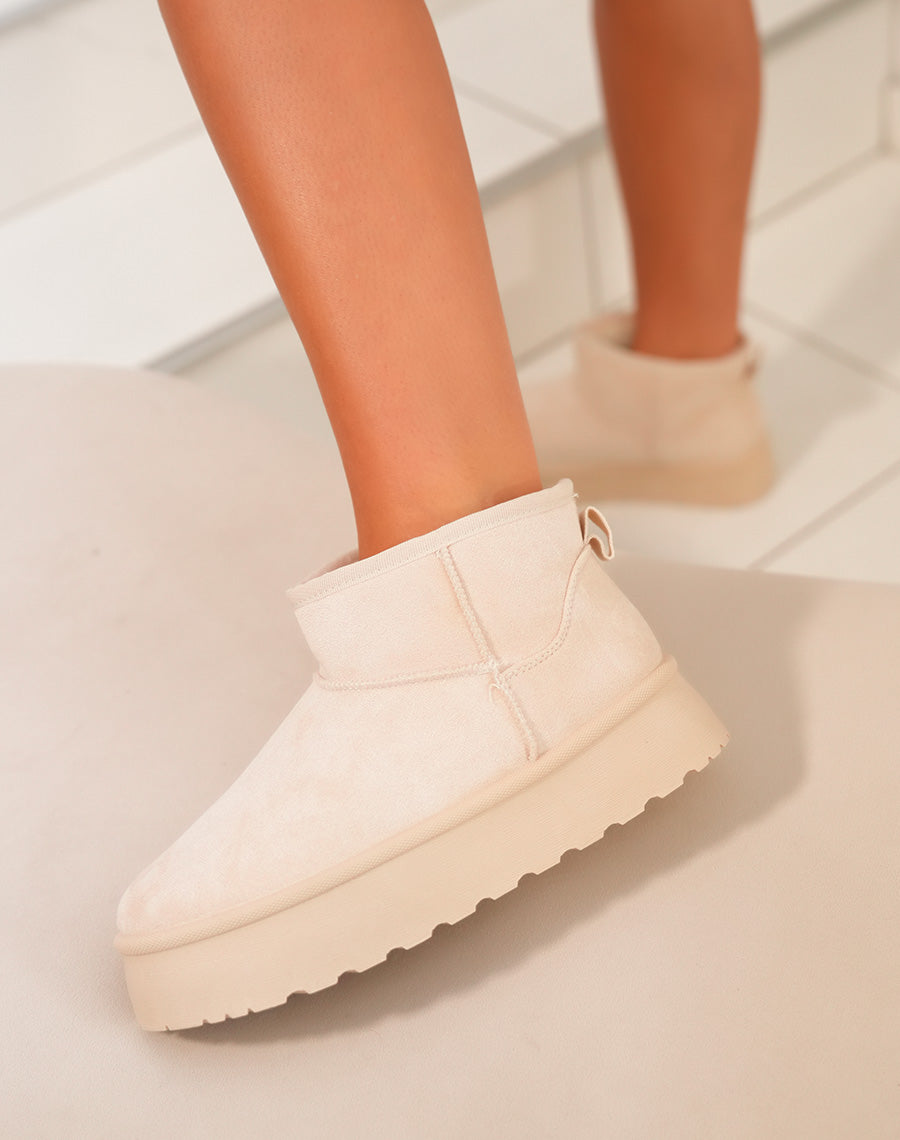 BOTTINES BEIGES ? PLATEFORME FOURR?ES