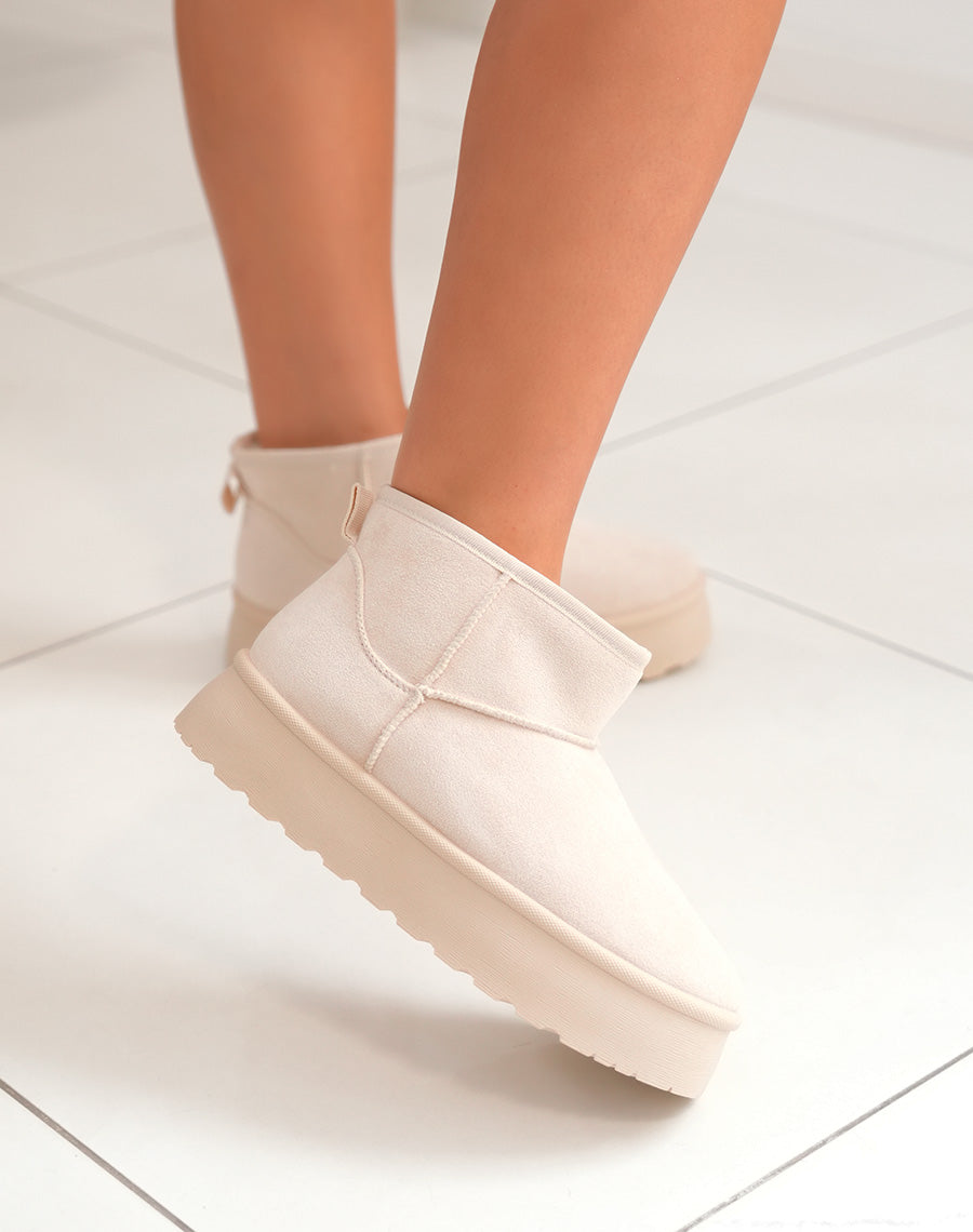 BOTTINES BEIGES ? PLATEFORME FOURR?ES