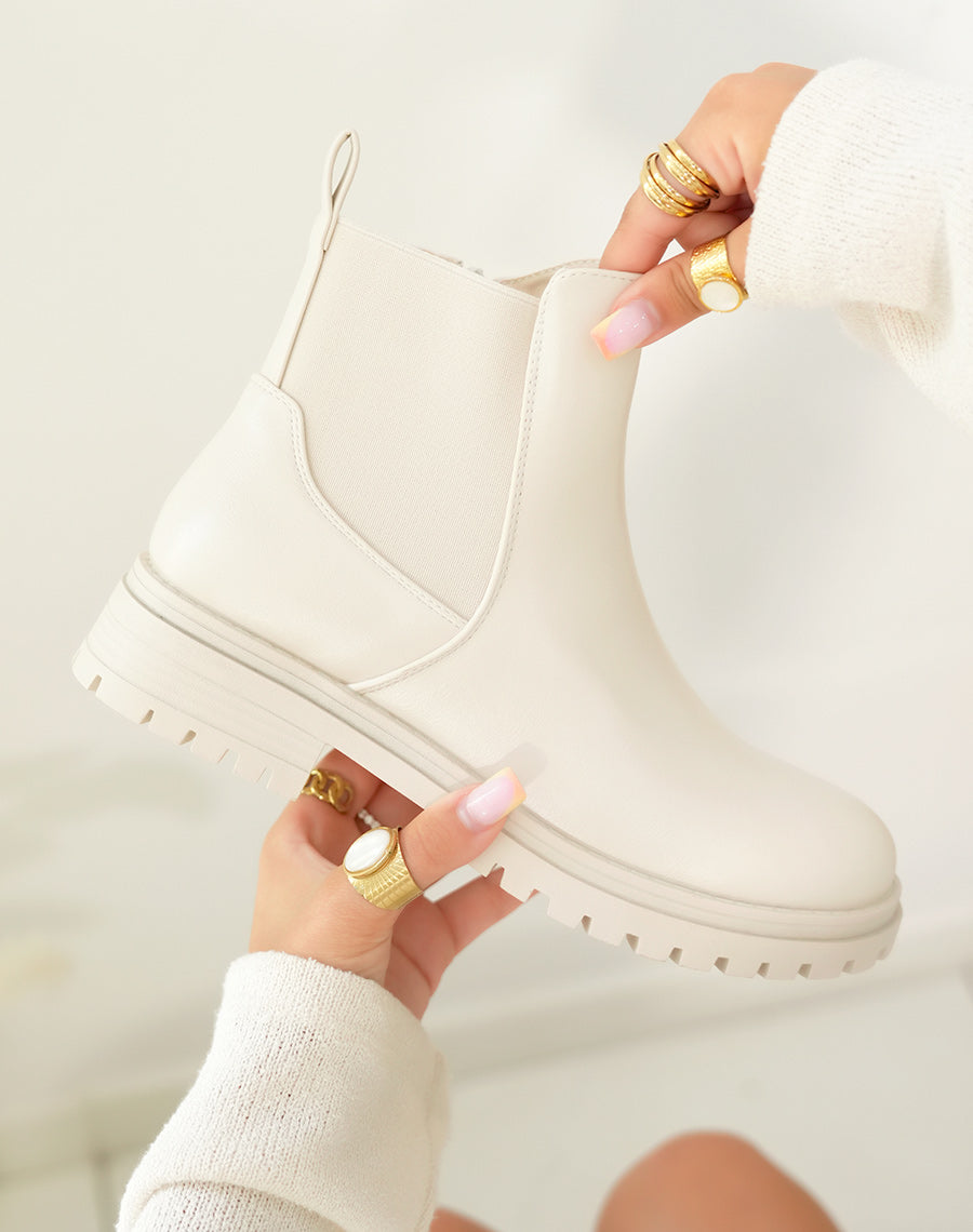 BOTTINES BEIGES STYLE CHELSEA POUR FEMME