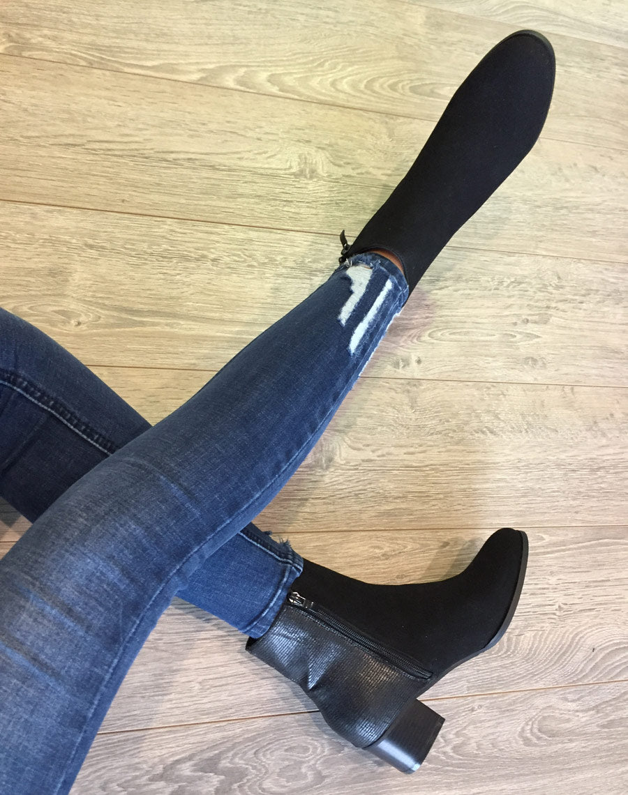 Bottines bi matières noires