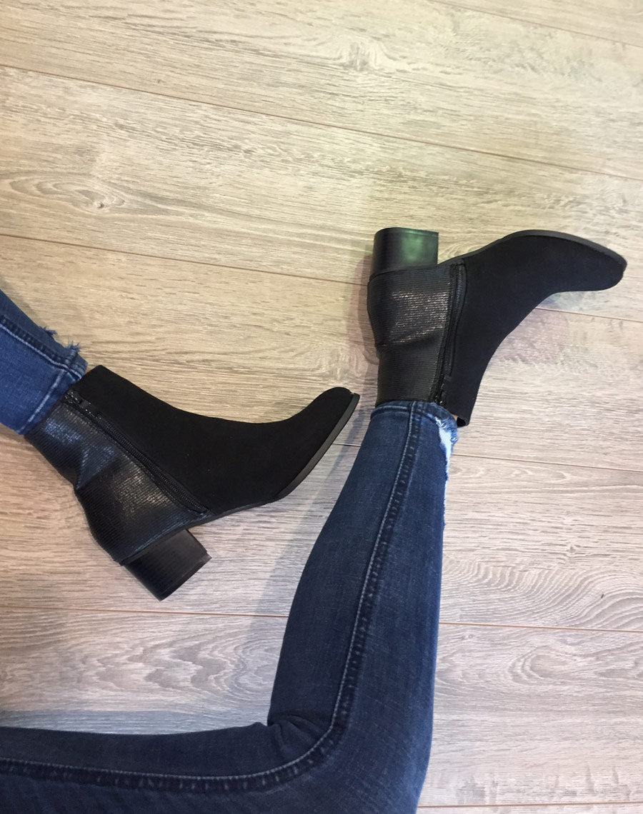 Bottines bi matières noires