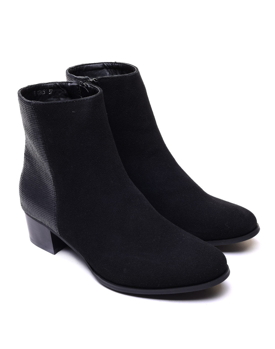 Bottines bi matières noires