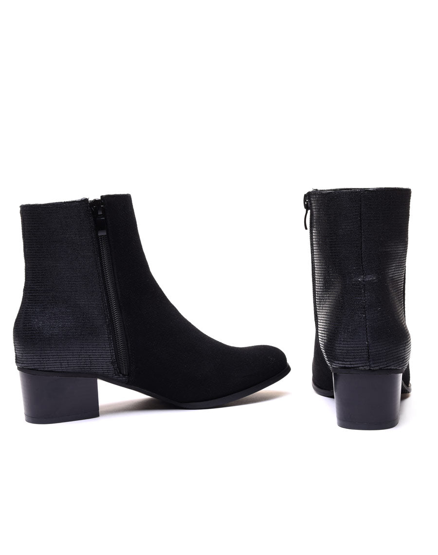 Bottines bi matières noires