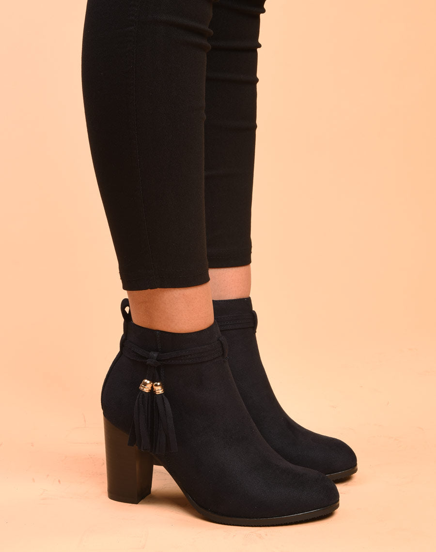 Bottines bleues marine à talons & fines lanières