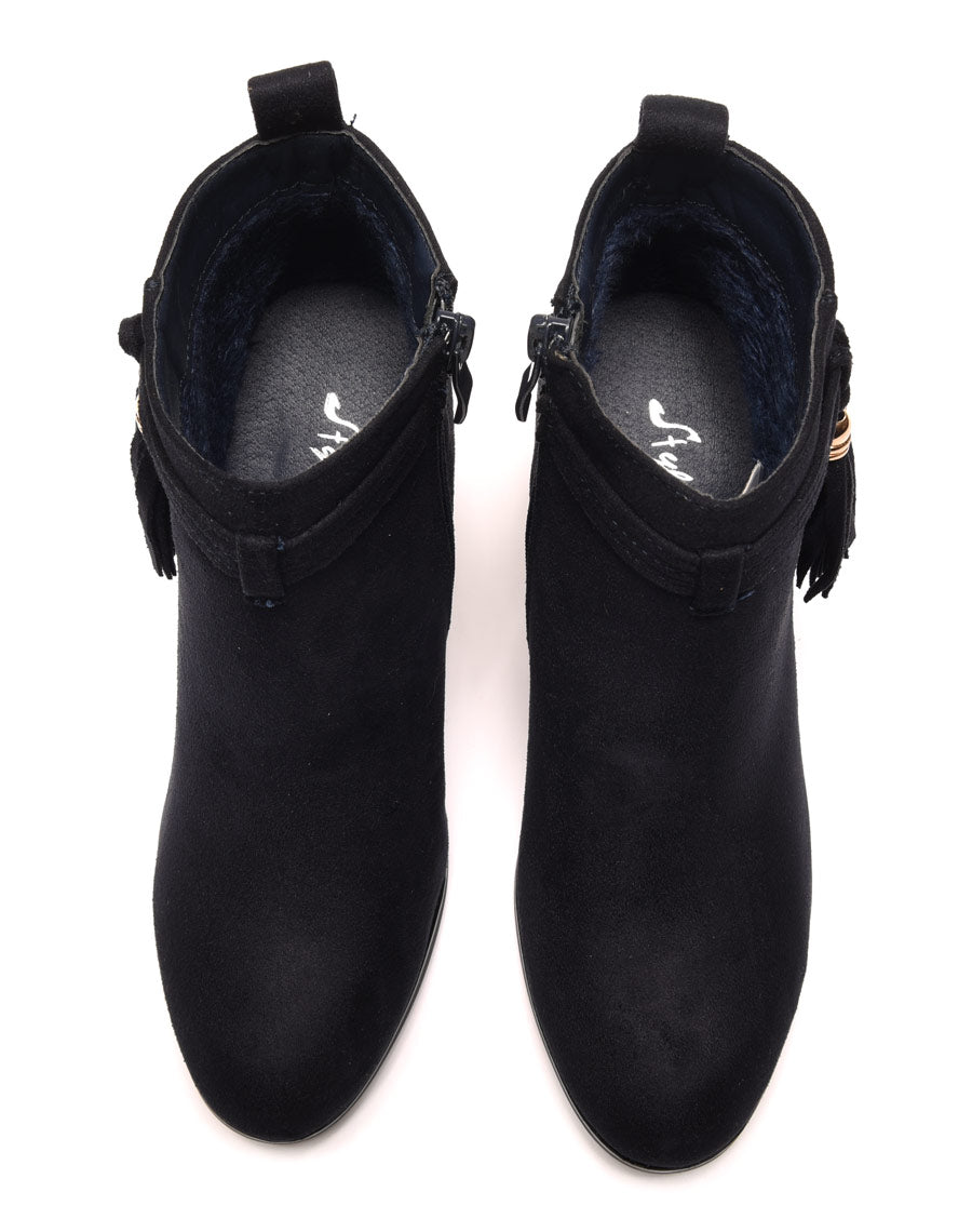 Bottines bleues marine à talons & fines lanières