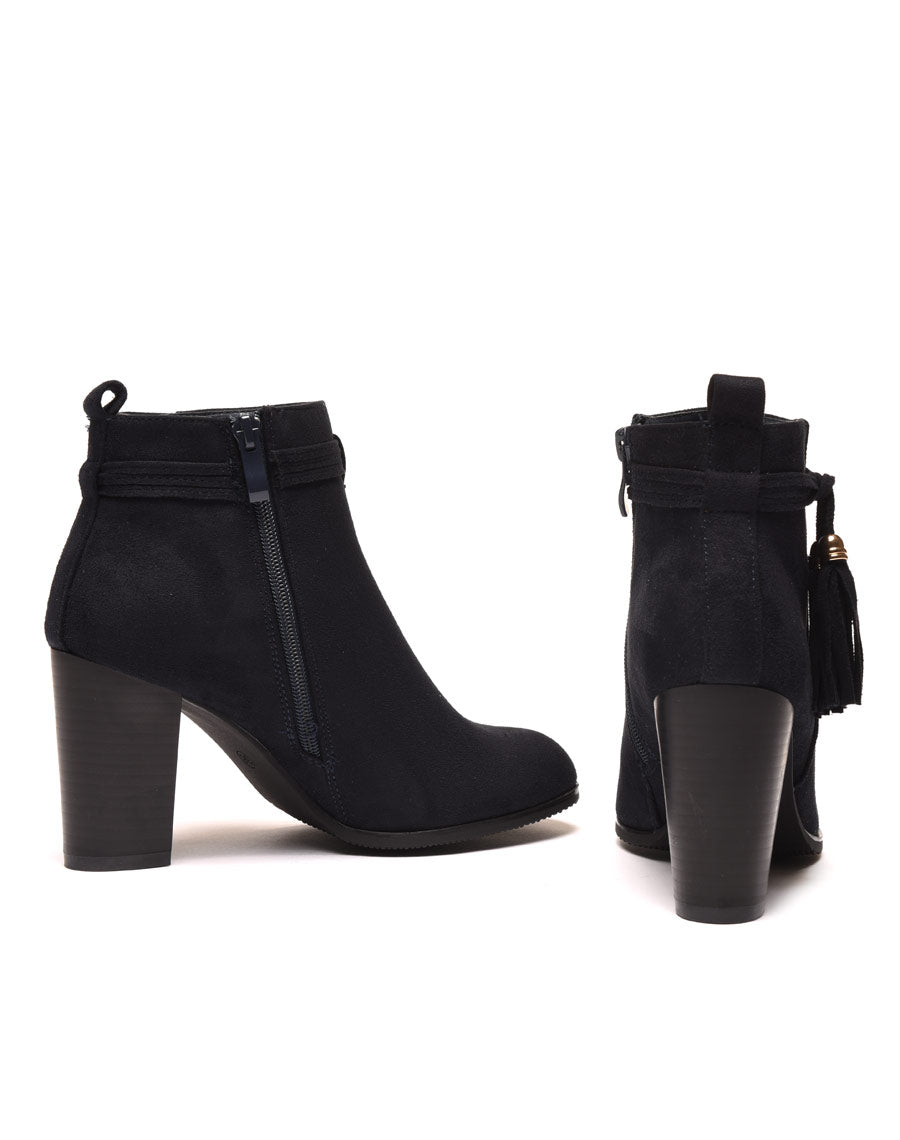Bottines bleues marine à talons & fines lanières