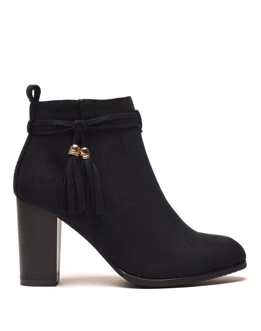 Bottines bleues marine à talons & fines lanières