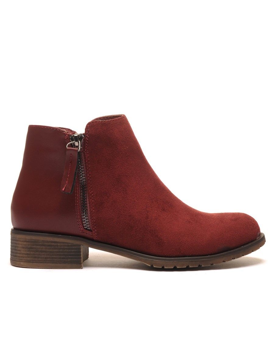 Bottines bordeaux bi matière