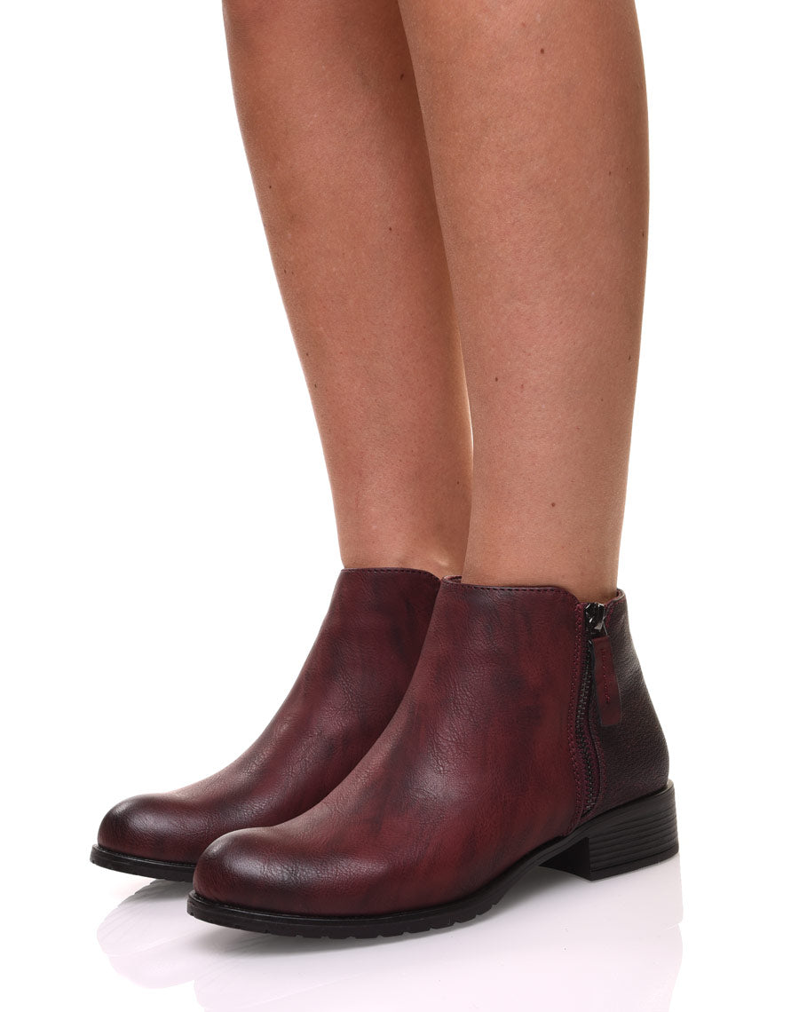 Bottines bordeaux effet pailleté
