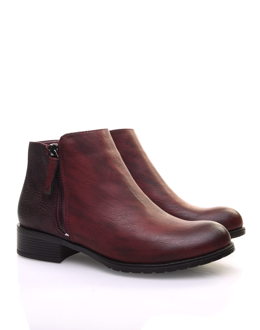 Bottines bordeaux effet pailleté