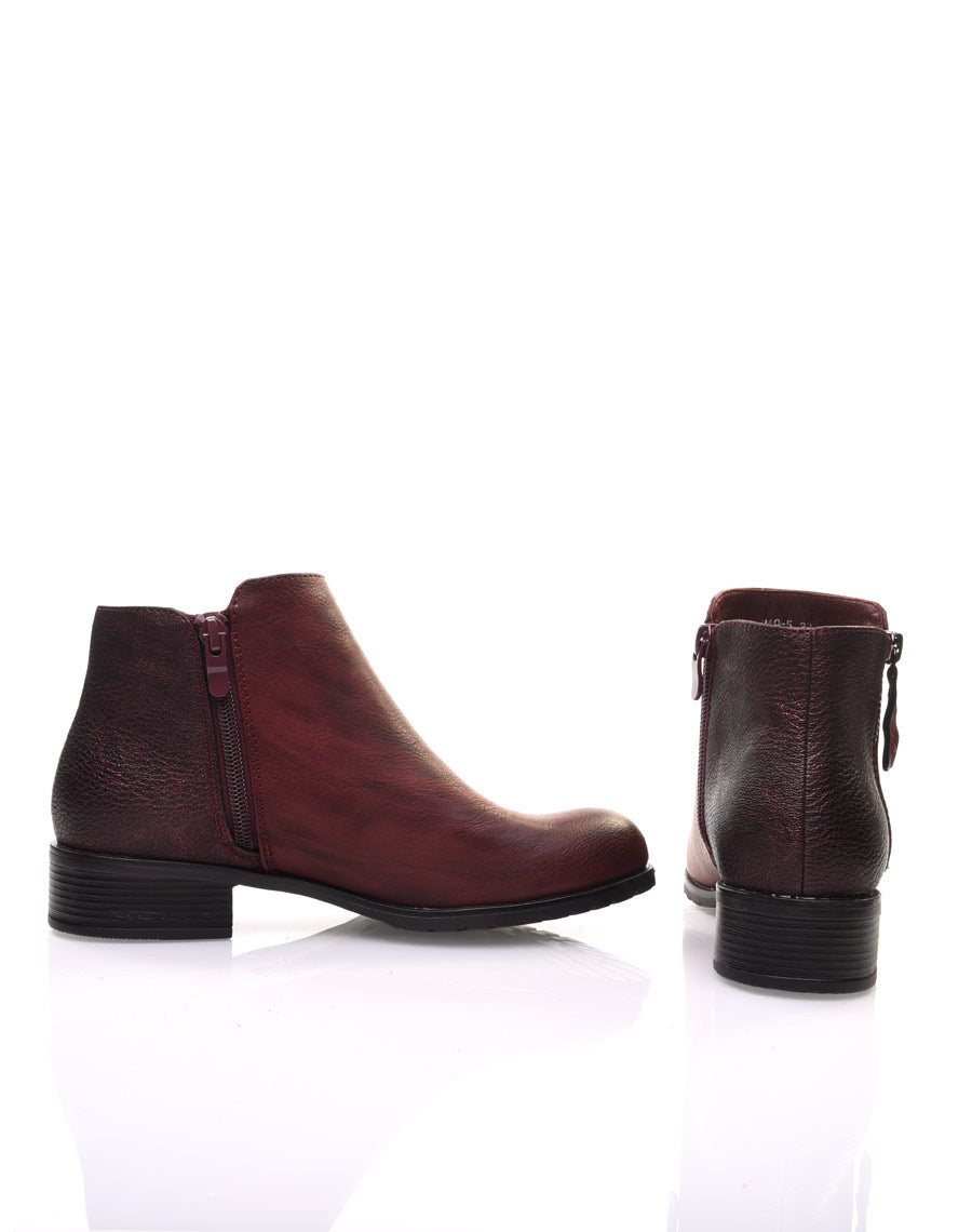 Bottines bordeaux effet pailleté