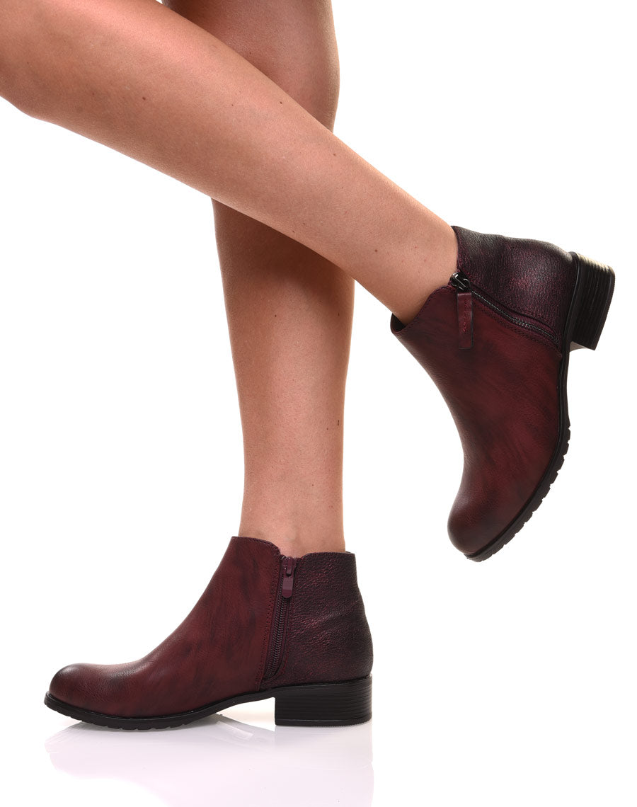 Bottines bordeaux effet pailleté