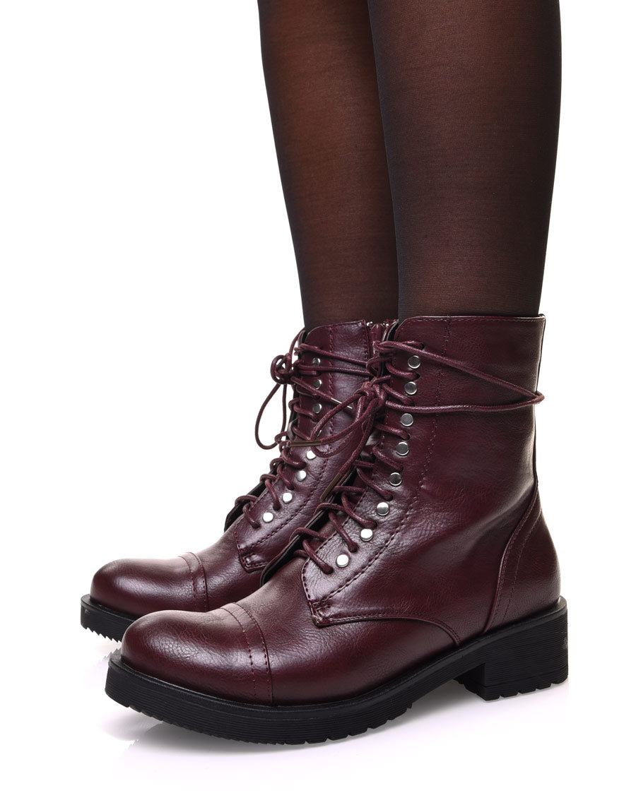 Bottines bordeaux à lacets