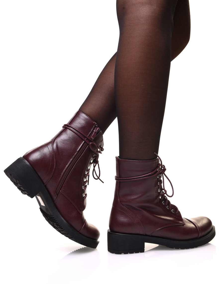 Bottines bordeaux à lacets