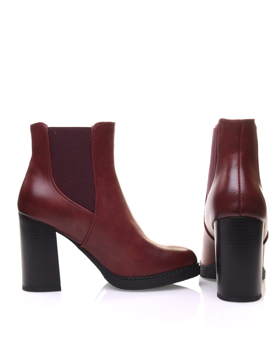 Bottines bordeaux semi-montantes élastiques