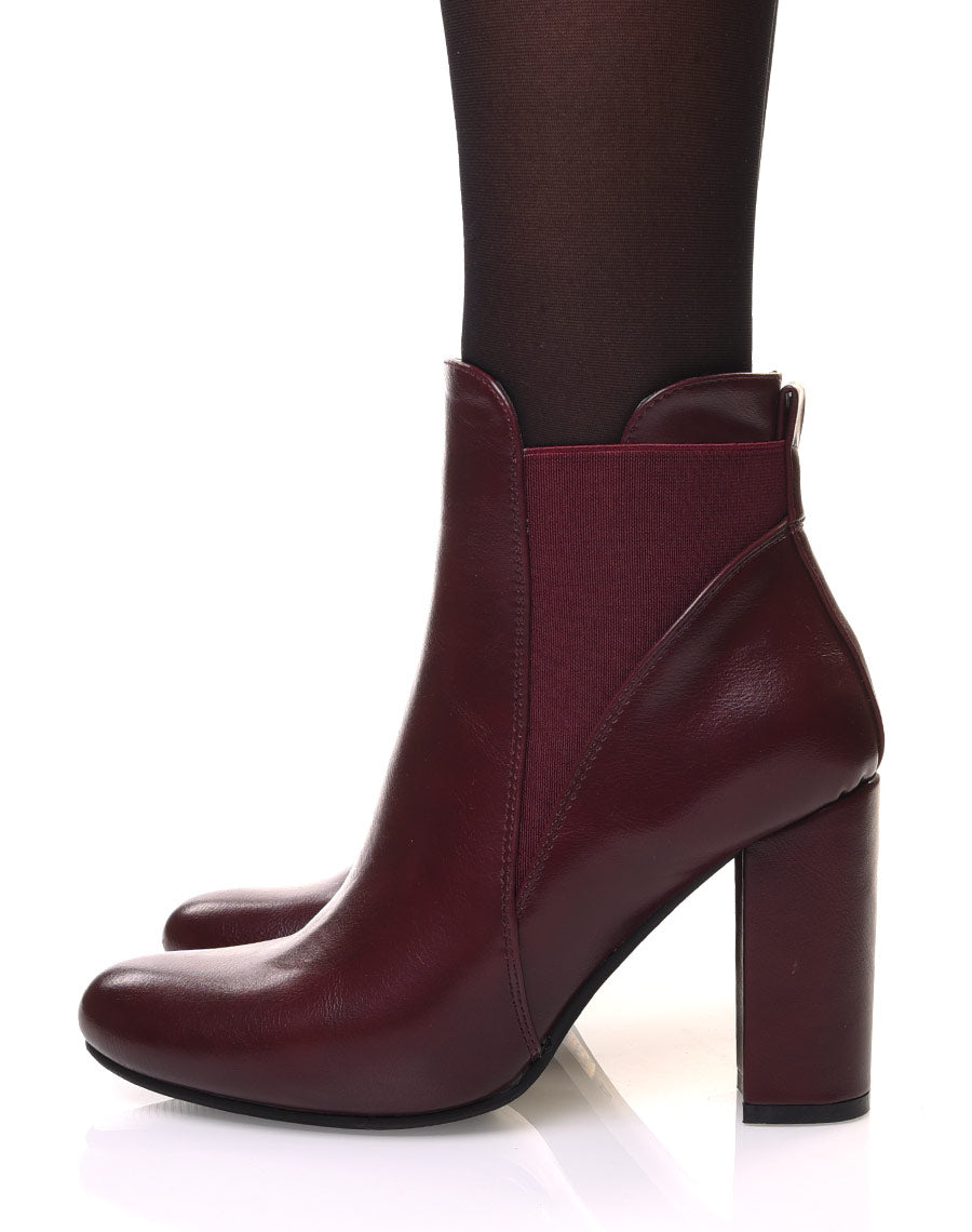 Bottines bordeaux à talon haut