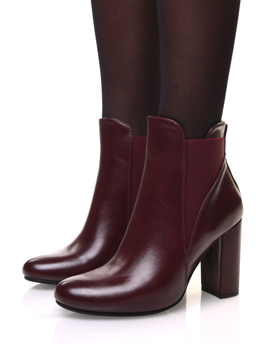 Bottines bordeaux à talon haut
