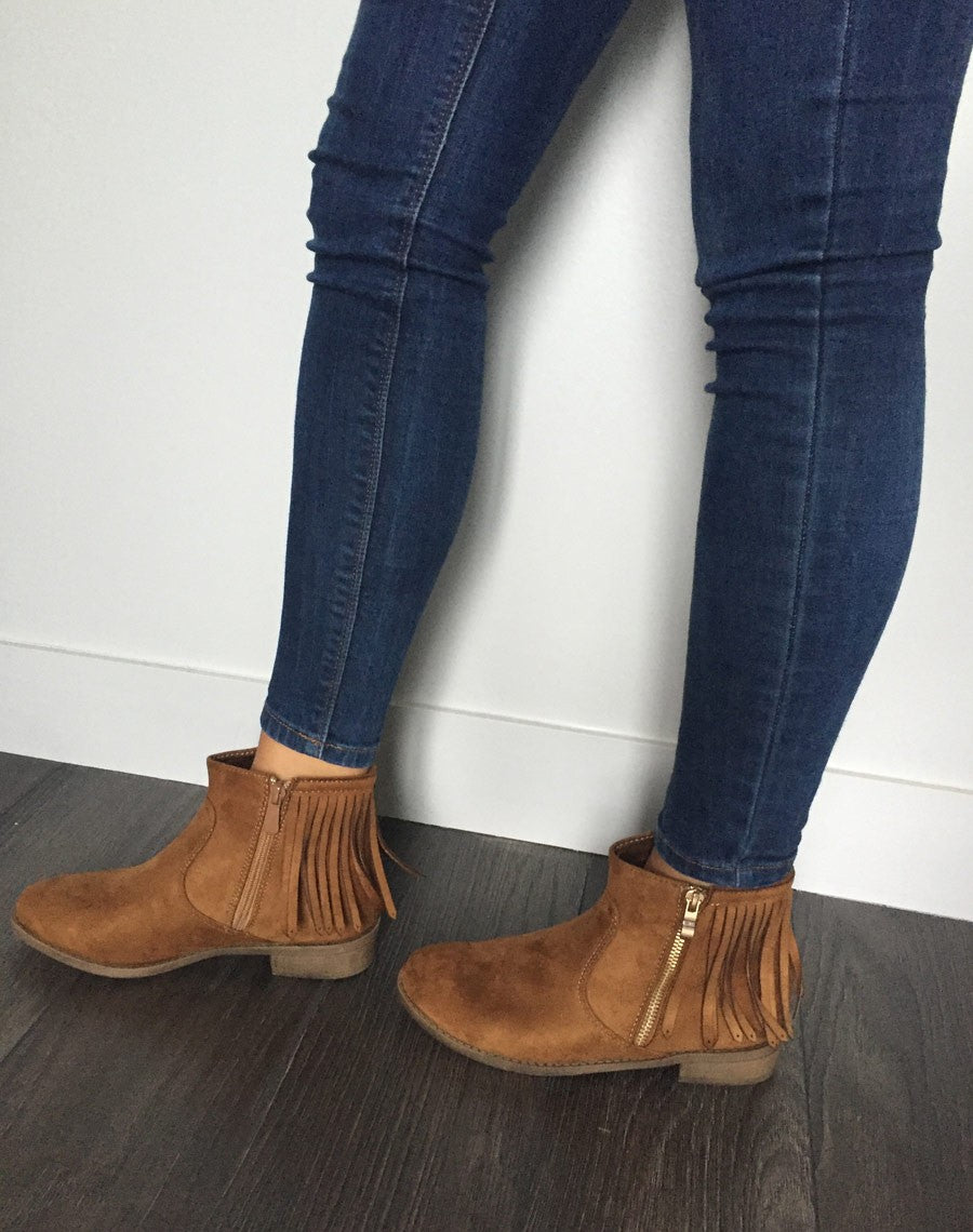 Bottines camel avec franges
