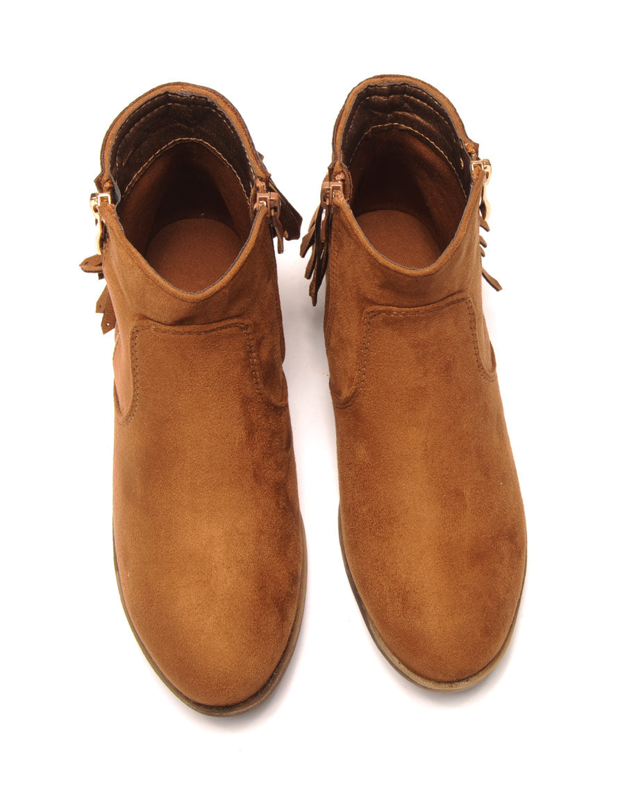 Bottines camel avec franges