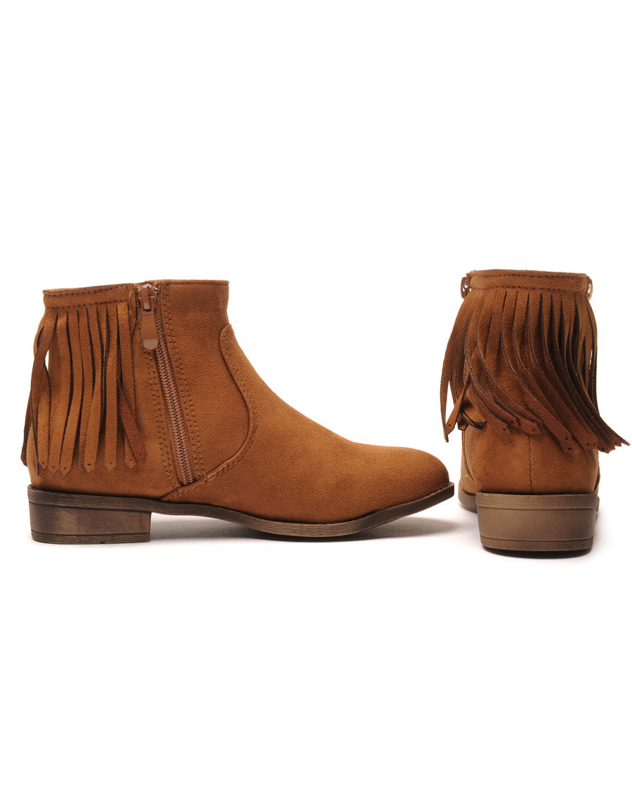 Bottines camel avec franges