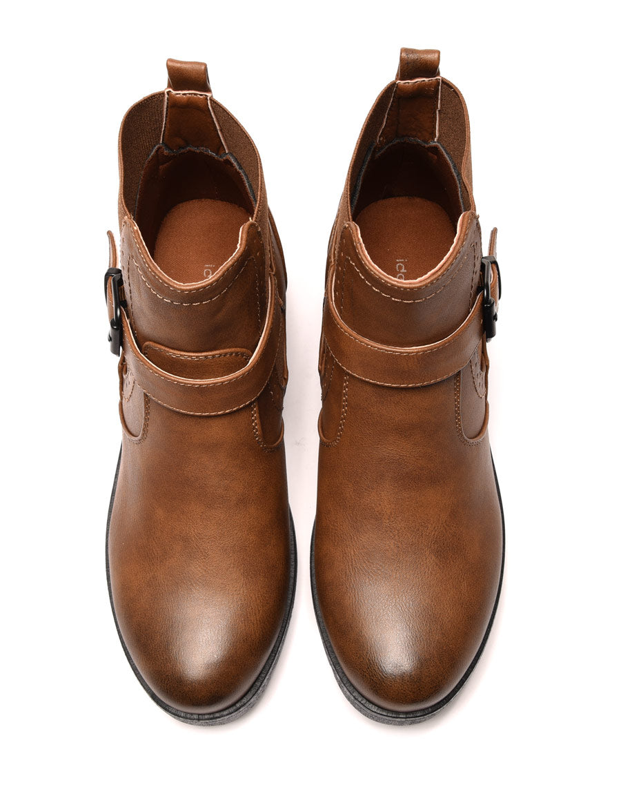 Bottines camel à détails décoratifs