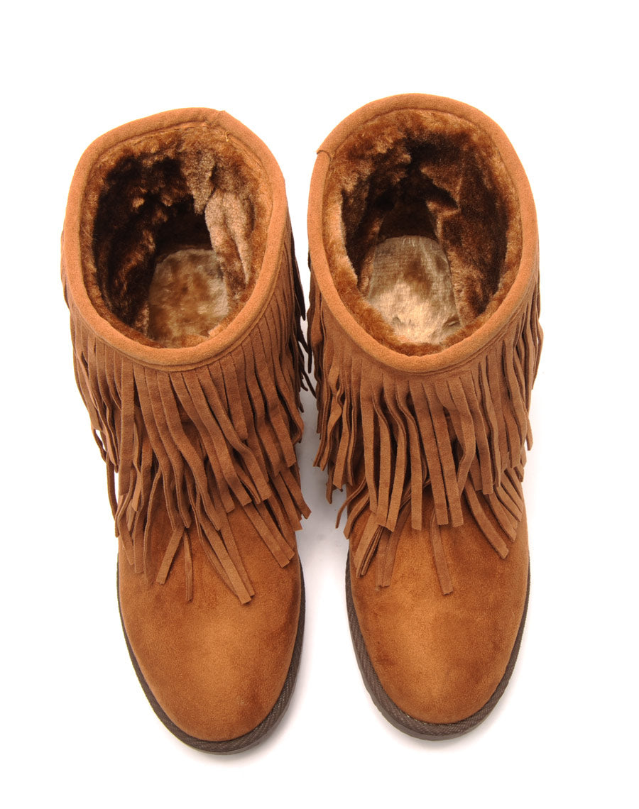 Bottines camel à double franges
