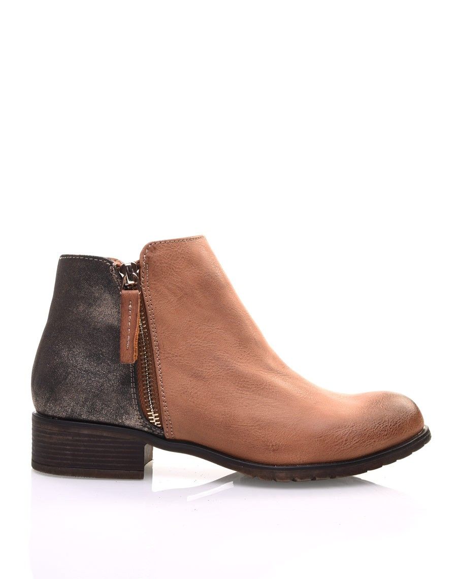 Bottines camel effet pailleté