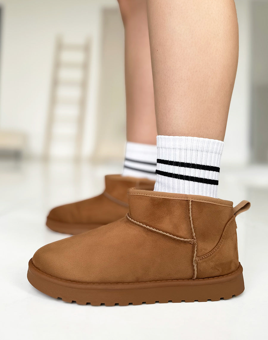 Bottines camel fourrées en suédine