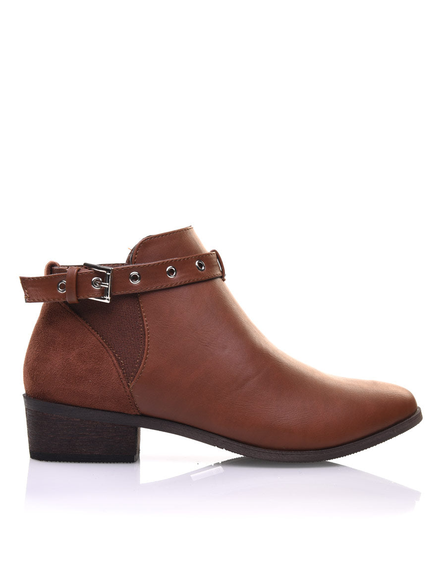 Bottines camel plates lanière ajustable