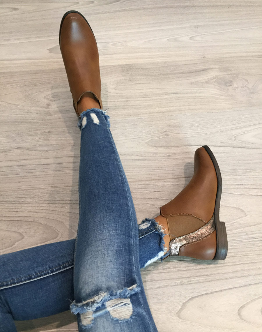 Bottines camel plates métallisées