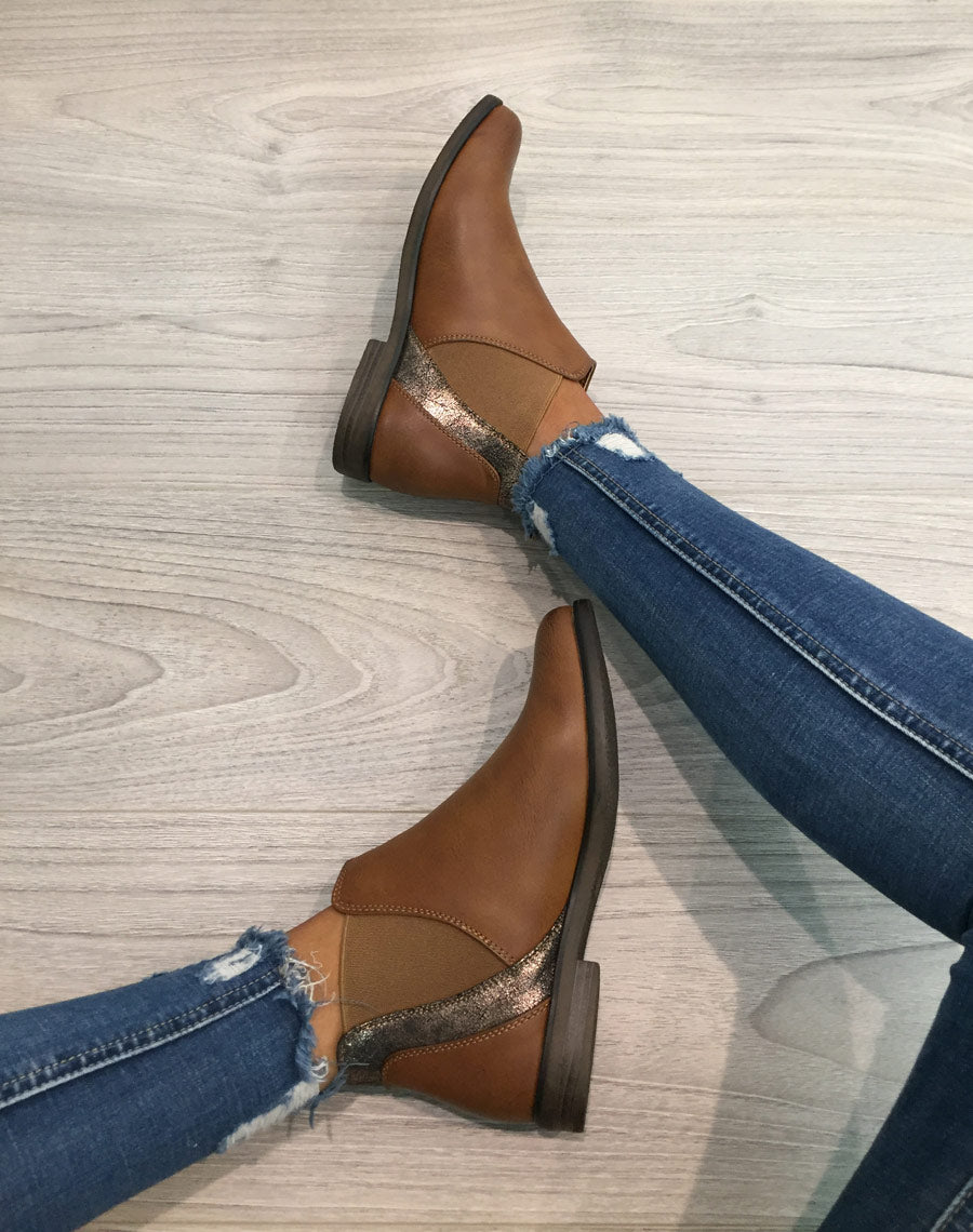 Bottines camel plates métallisées