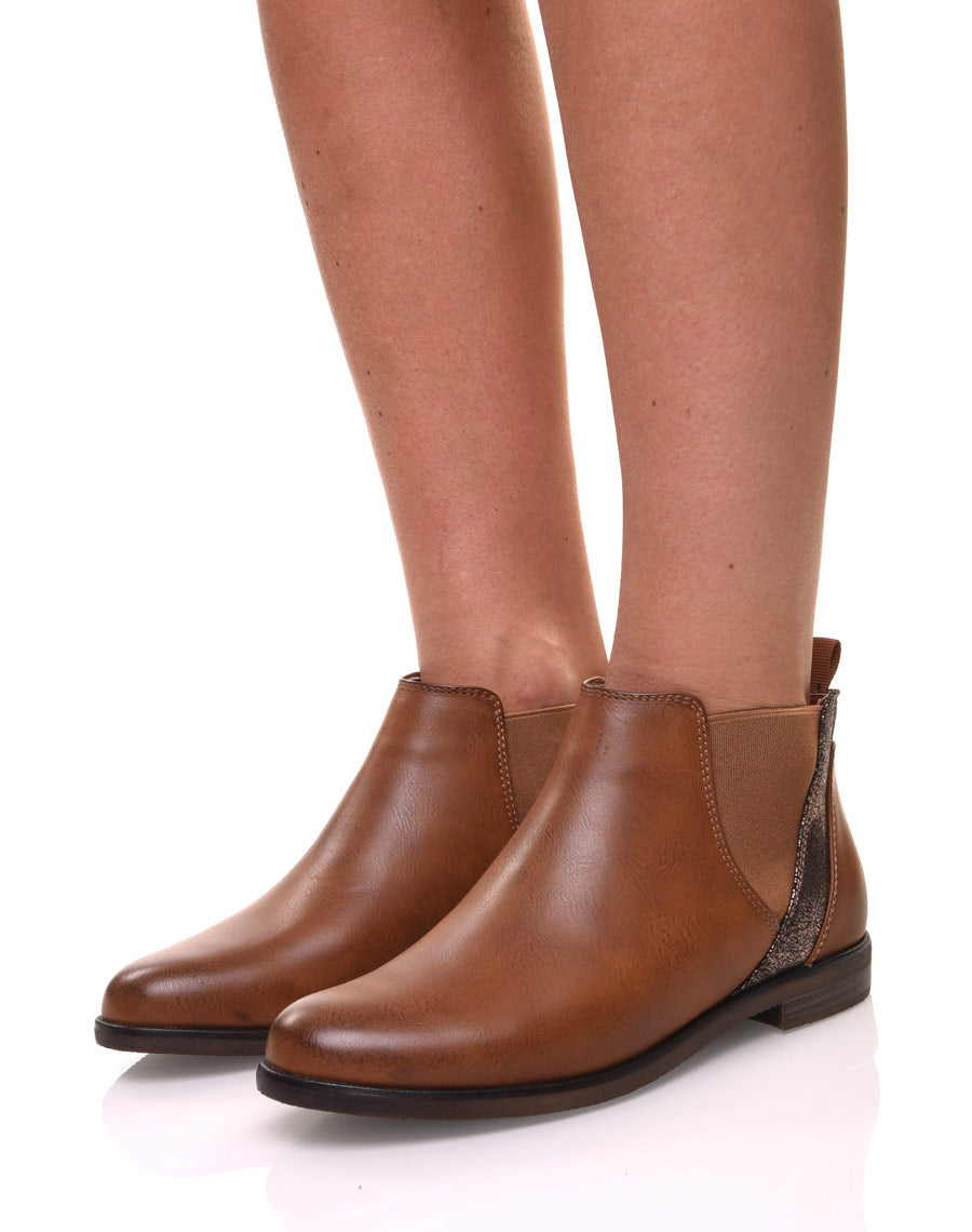 Bottines camel plates métallisées