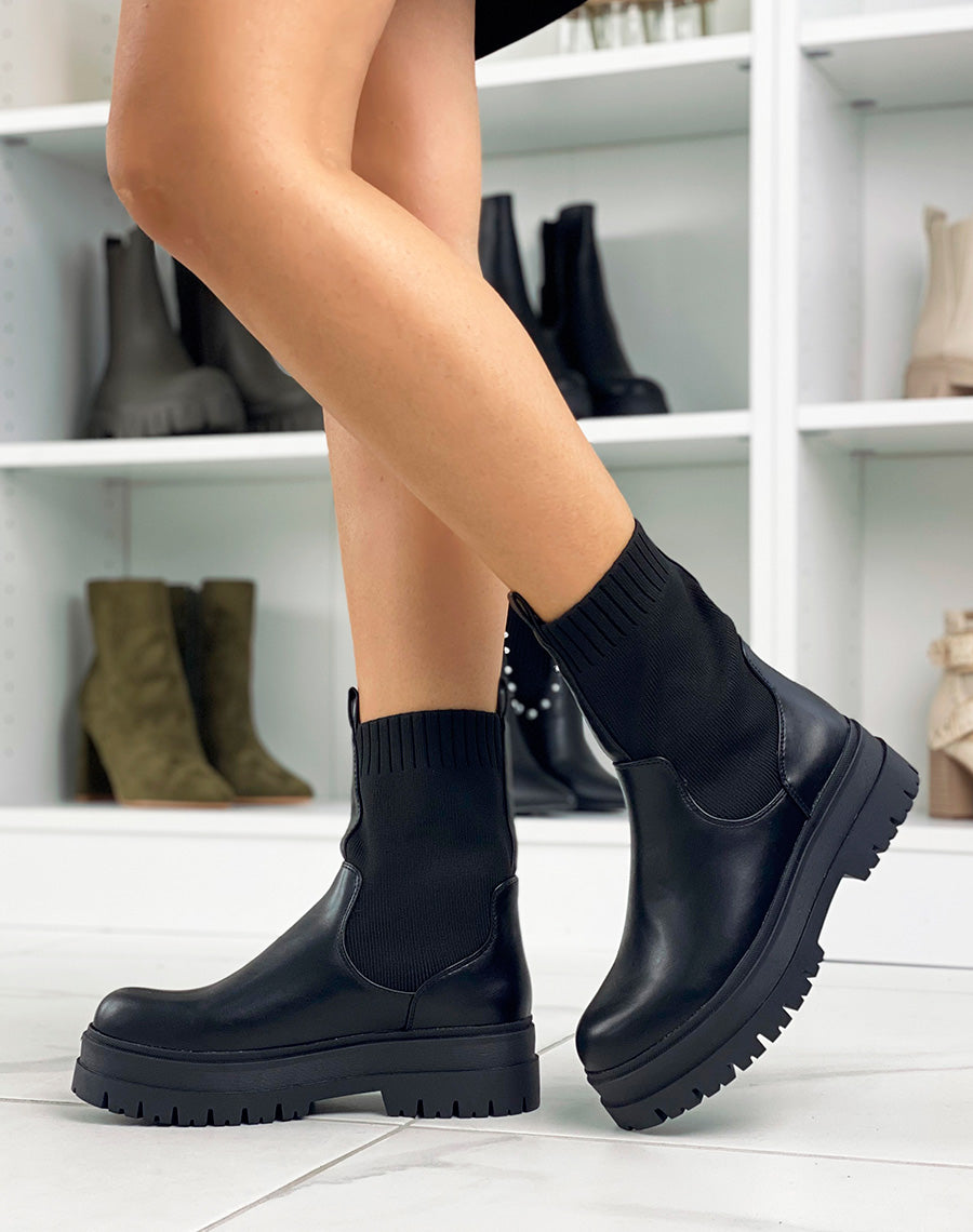 Bottines chaussette noires montantes