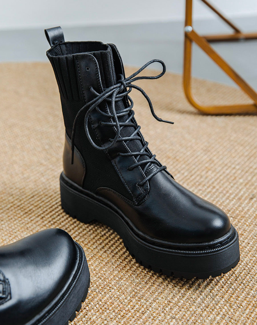 Bottines chaussette noires à semelle épaisse